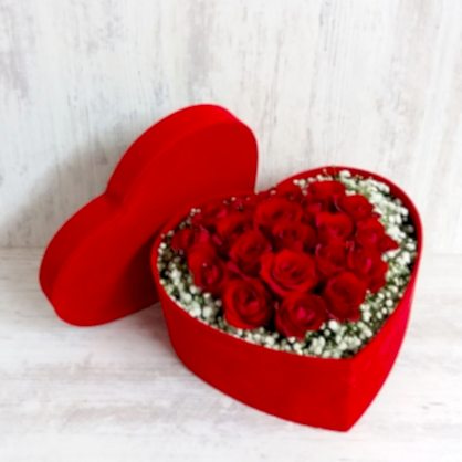 20 Güllü Kırmızı Kadife Kutu
