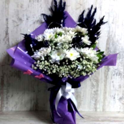 Led Işıklı Mor Panpas ve Papatyalar