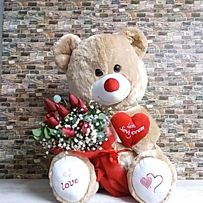 65 Cm Büyük Peluş ve Güller