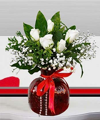 Nar Vazo Beyaz Güller