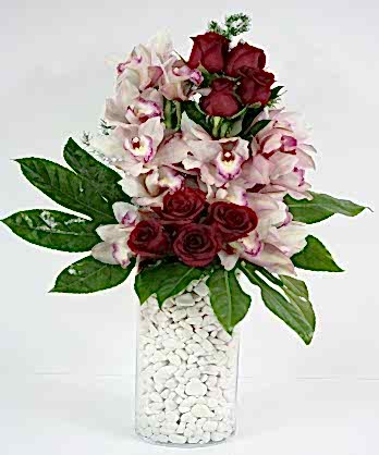 Orkide Kırmızı Gül Aranjman