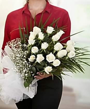 19 Beyaz Gül Buketi