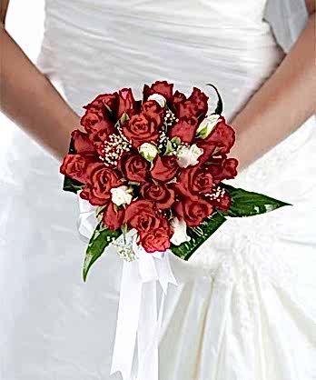 Kırmızı Beyaz Gül Gelin Buketi