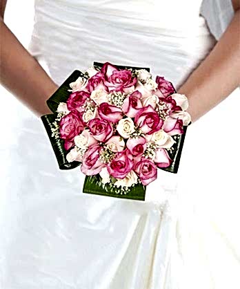 Pembe Beyaz Gül Gelin Buketi