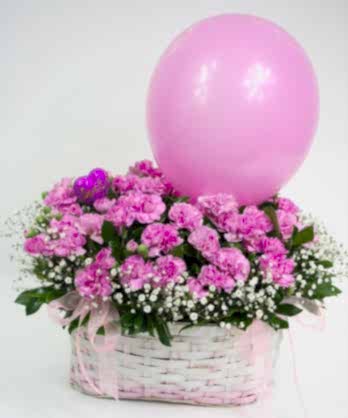 Pembe Şirin Hasır Sepet