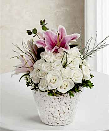 Beyaz Güller Pembe Lilyumlar