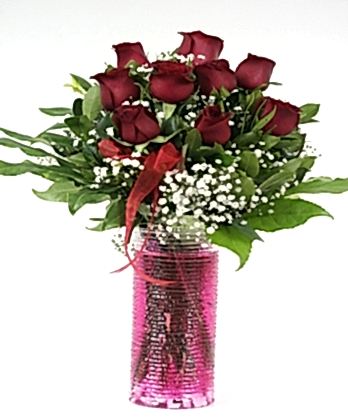 Cam Vazo Kırmızı Güller