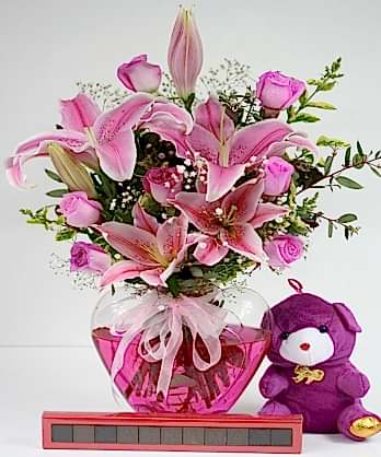 Pembe Kalp Çikolata Pelüş